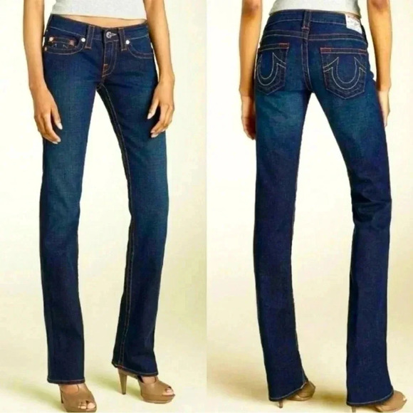 TRUE RELIGION Johnny Straight Stretch Jeans Pants Low Rise - Picture 1 of 9